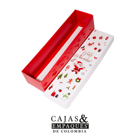 Caja ecológica tapa y base 34x8.5x7.8 cm blanco Navidad