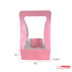 Caja ecológica plegadiza canasta 21x15x36 cm rosado